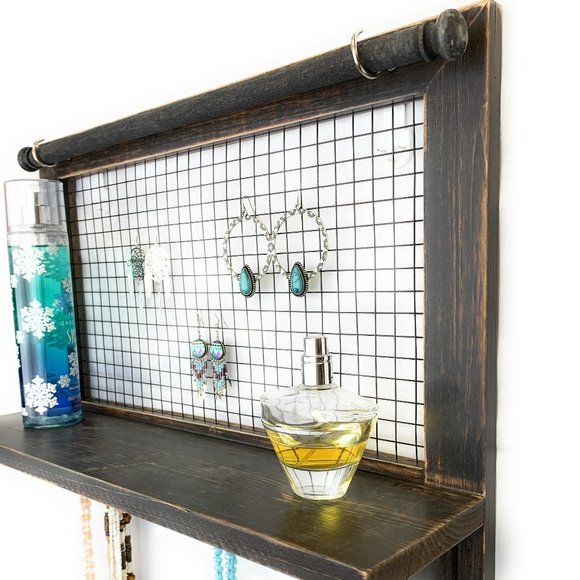 Wooden Jewelry organizer BROWN with bracelet rod - Picture 1 of 2